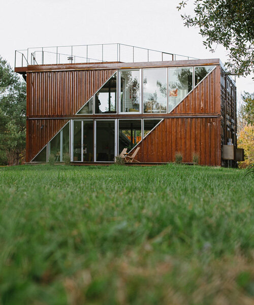 LOT-EK combines six shipping containers into family house in new york