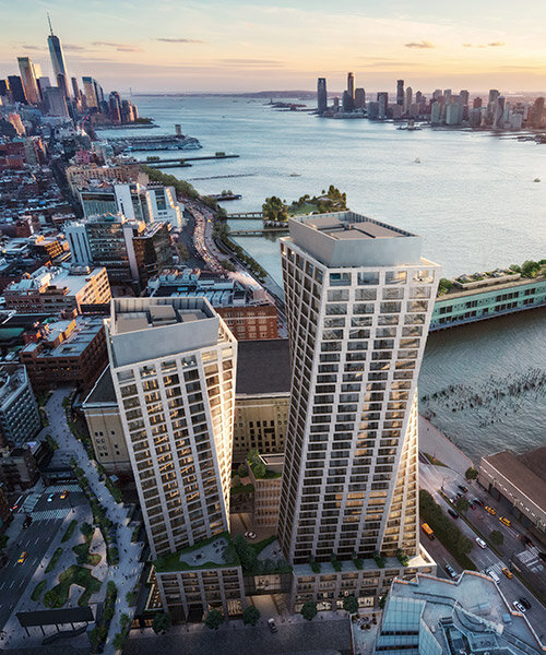 BIG's 'one high line' stands completed as a pair of twisting towers in new york