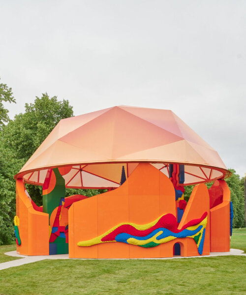 serpentine unveils the LEGO-built play pavilion by sir peter cook in london